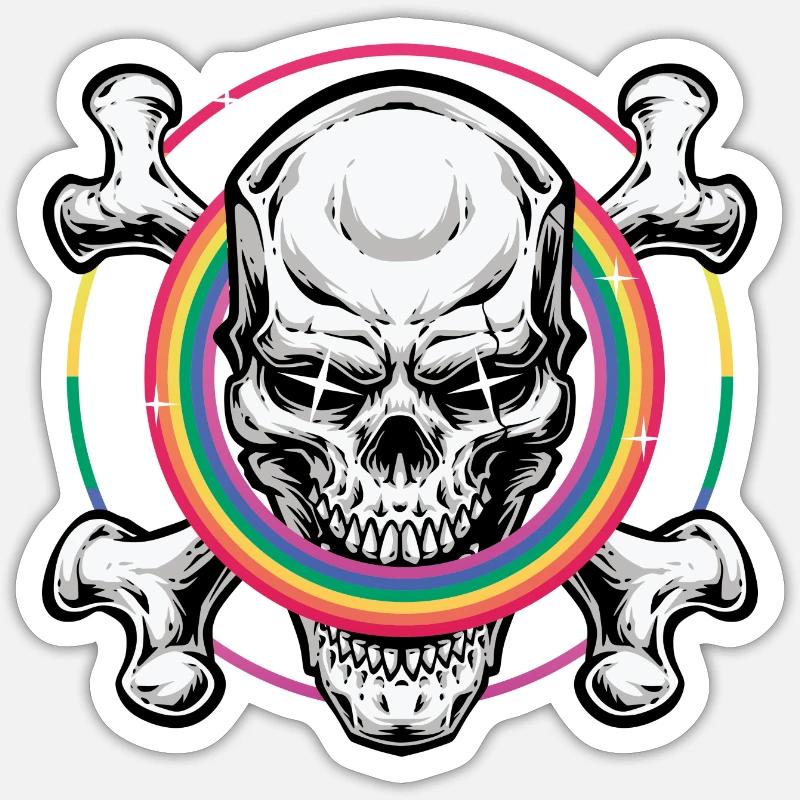 Pride Skull - Bunt - Regenbogen - Totenkopf Sticker Größe S (10 x 10 cm)