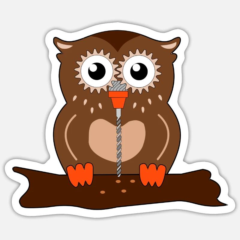 Bohr-Schnabel-Eule Sticker Größe S (10 x 10 cm)