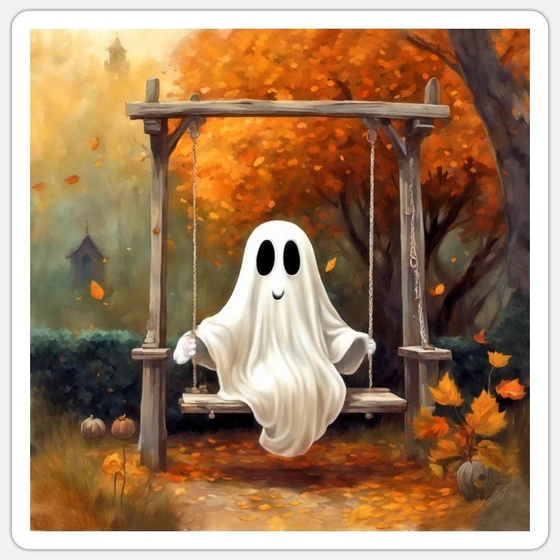 Balançoires d’automne - Sticker taille S (10 x 10 cm) - blanc mat