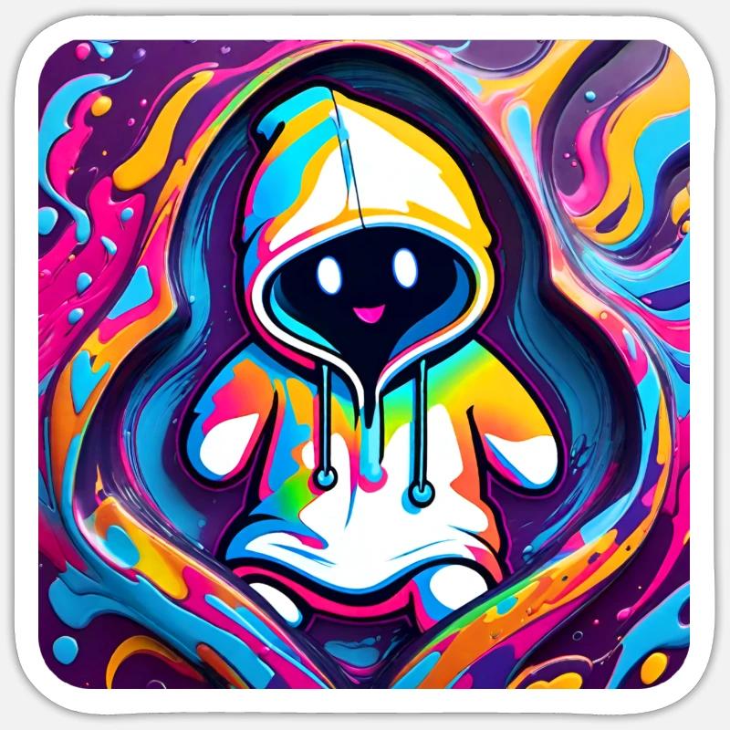Cool Graffiti Ghost avec sweat à capuche - Sticker taille S (10 x 10 cm) - blanc mat