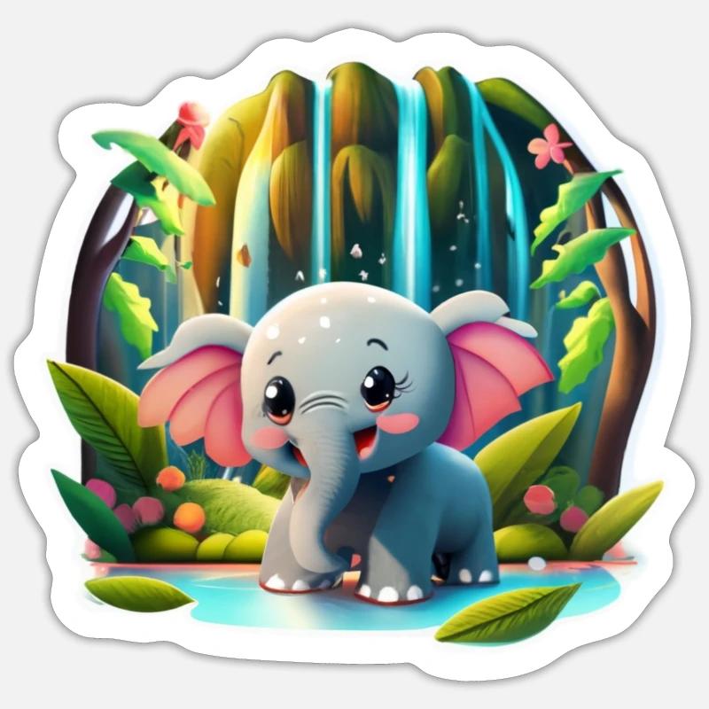 Elefant - Sticker Größe S (10 x 10 cm) - Mattweiß