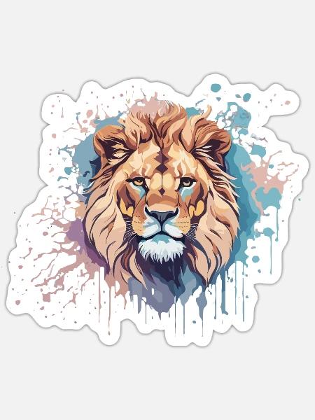 Bunter Löwe - Sticker Größe S (10 x 10 cm) - Mattweiß