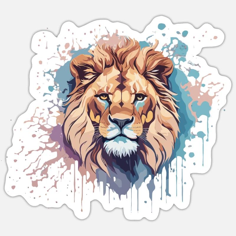 Bunter Löwe - Sticker Größe S (10 x 10 cm) - Mattweiß