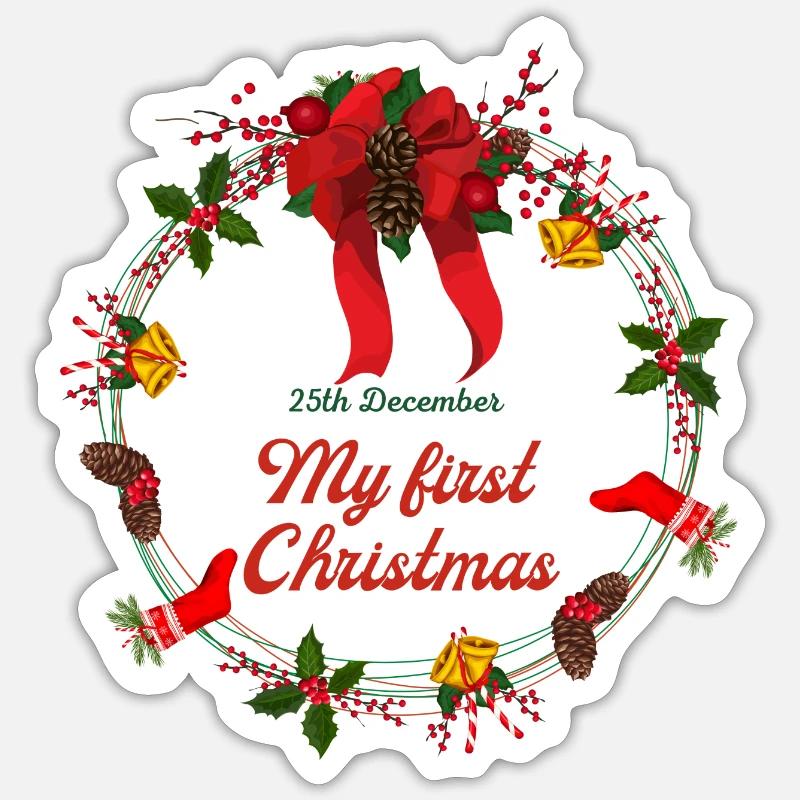 1er Noël de bébé - Sticker taille S (10 x 10 cm) - blanc mat