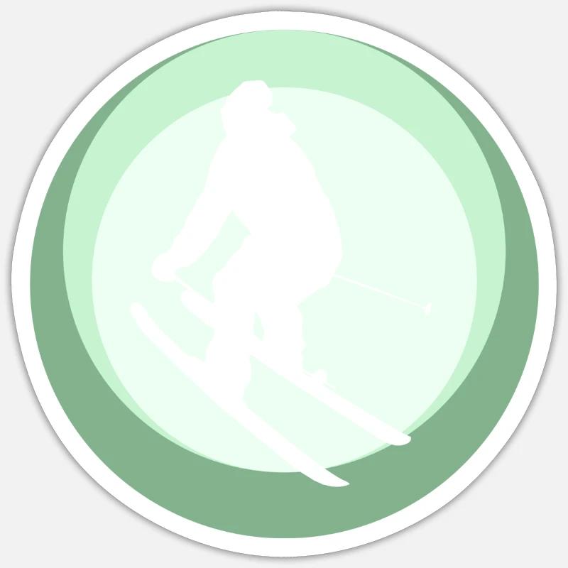 Ski Freeride - Sticker Größe S (10 x 10 cm) - Mattweiß