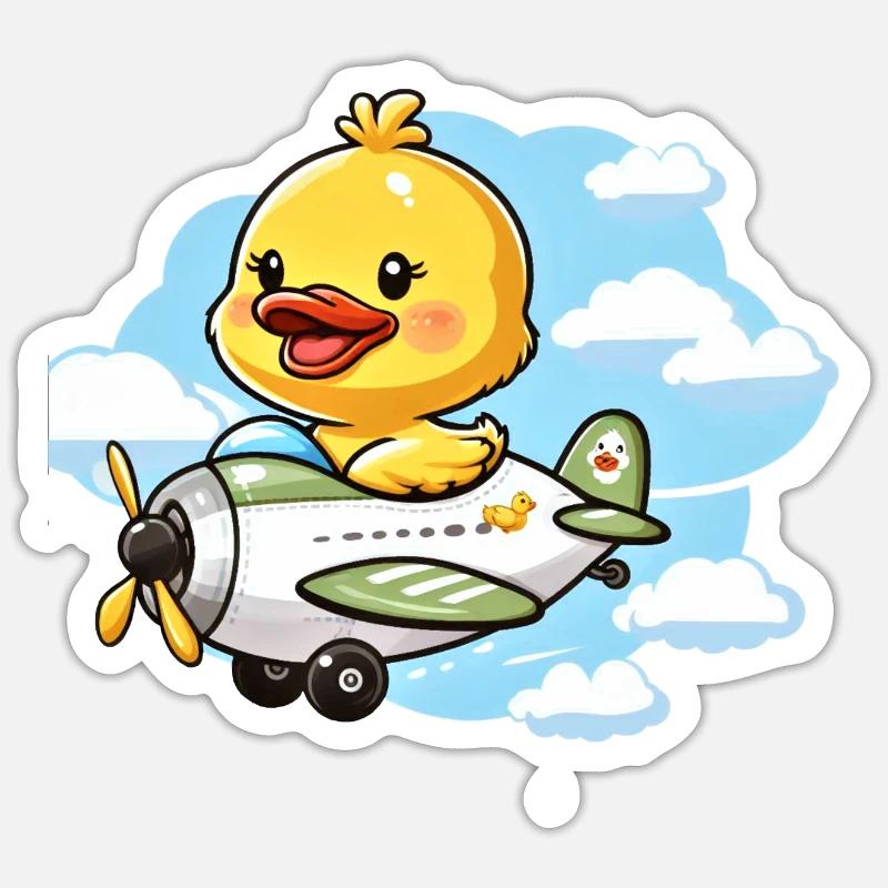 Conception mignonne de canard aviateur Sticker taille S (10 x 10 cm)