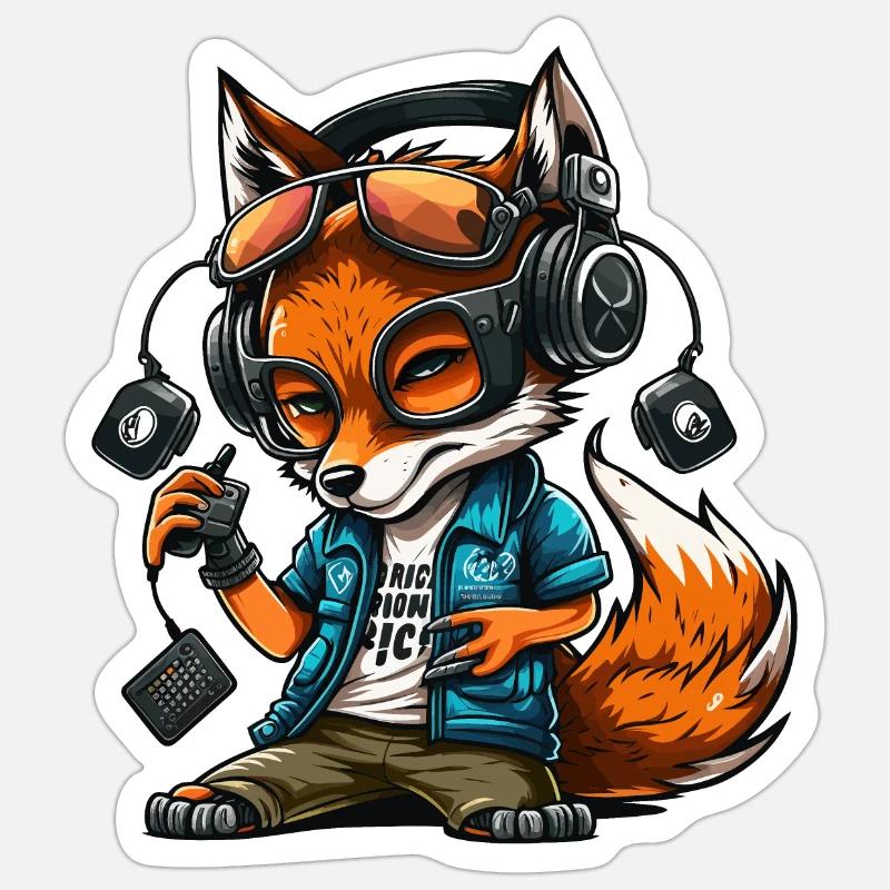 Foxy Beats - Sticker Größe S (10 x 10 cm) - Mattweiß