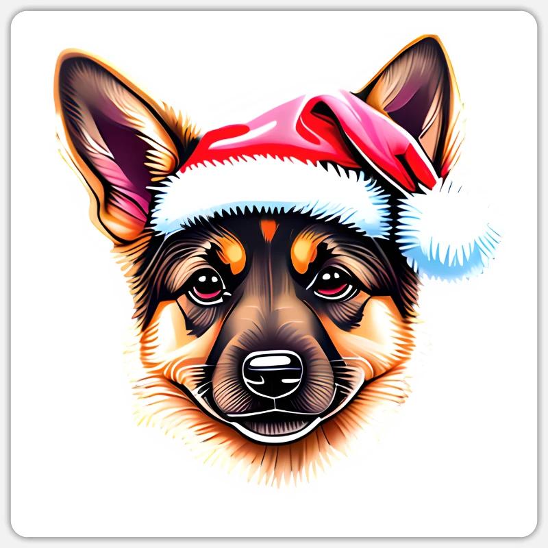 Deutscher Schäferhund Weihnachten Hundehalter - Sticker Größe S (10 x 10 cm) - Mattweiß
