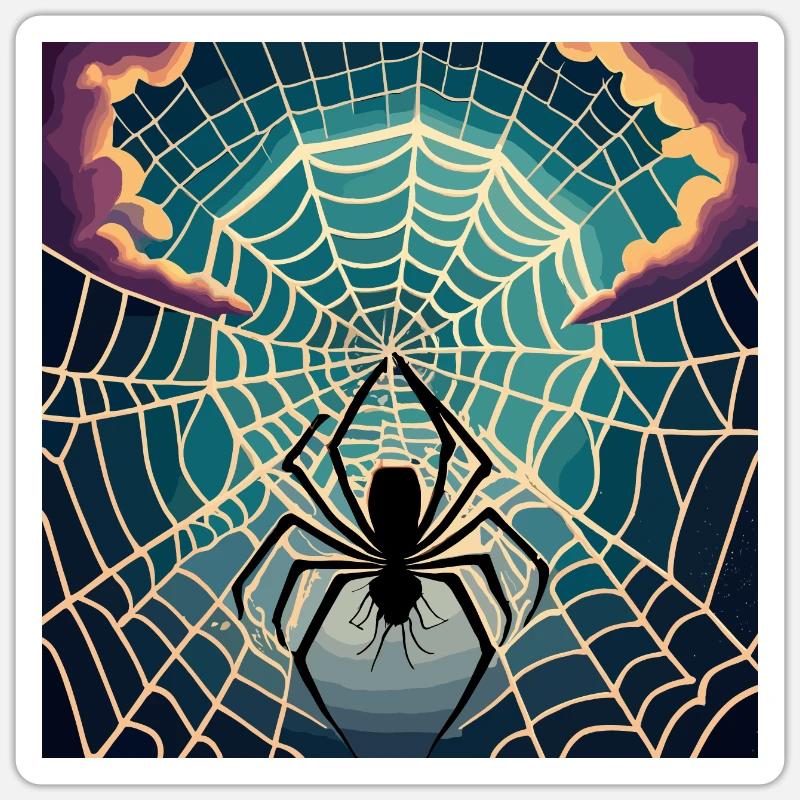 A spiderweb spider moon - Sticker size S (10 x 10 cm) - white matte