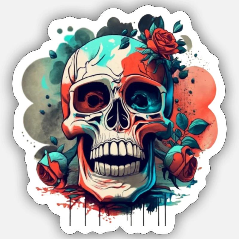 Crâne dans la conception gothique conception vectorielle HD Sticker taille S (10 x 10 cm)