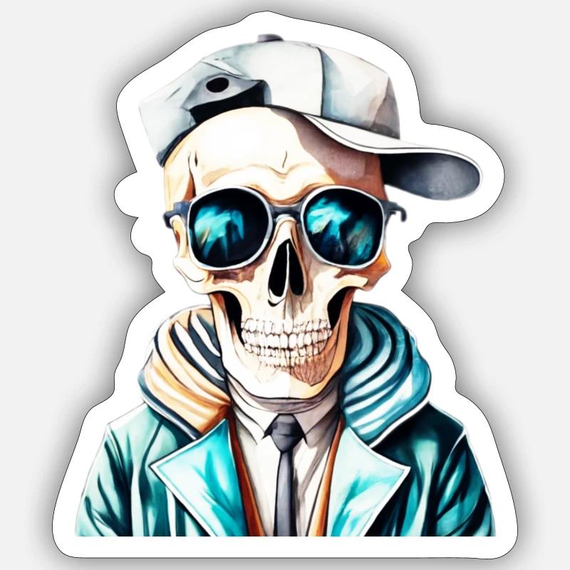 Skeleton - Sticker taille S (10 x 10 cm) - blanc mat