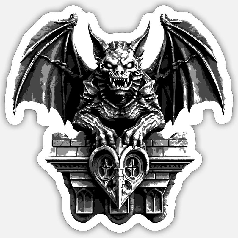 Gargoyle 1 - Sticker size S (10 x 10 cm) - white matte