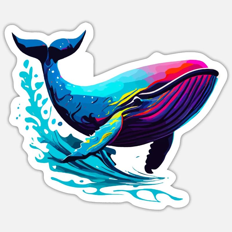 Baleine couleur - Sticker taille S (10 x 10 cm) - blanc mat