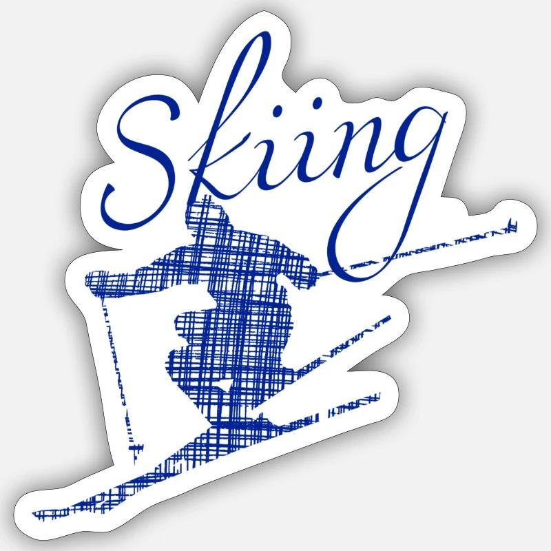 Skiing skiing - Sticker Größe S (10 x 10 cm) - Mattweiß