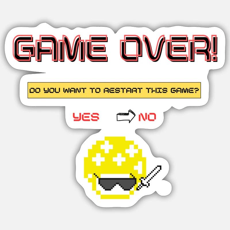 Pixel Art 8 bits Retro Game Over Sticker taille S (10 x 10 cm)
