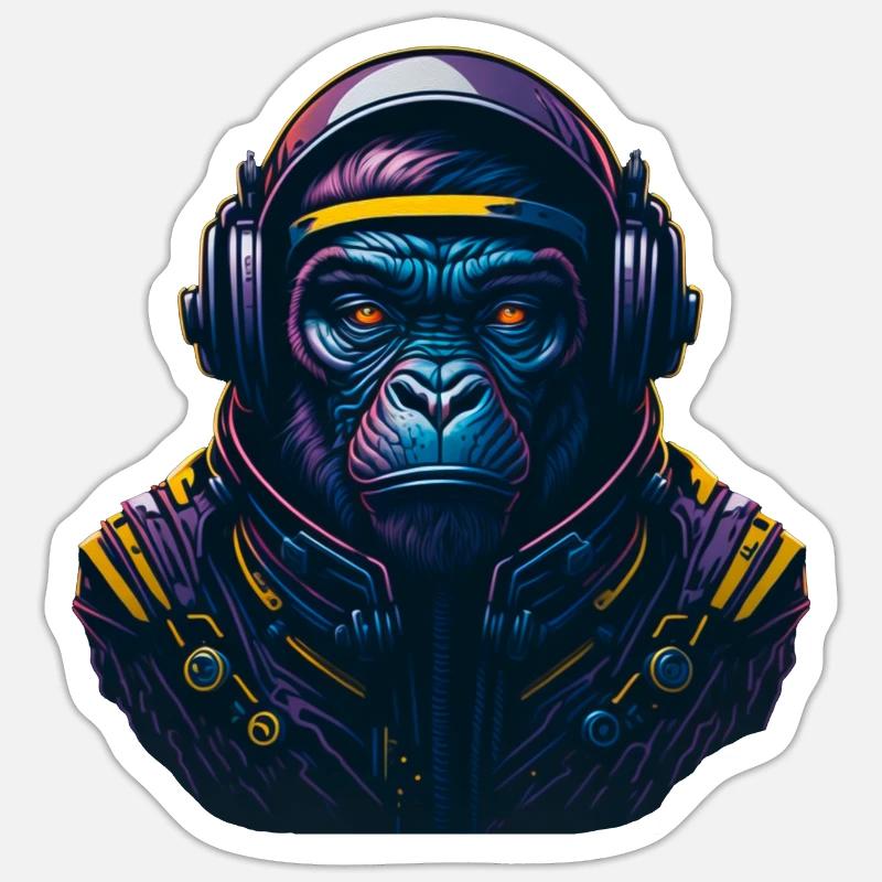 Gorilla Astronaut Monkey - Sticker size S (10 x 10 cm) - white matte
