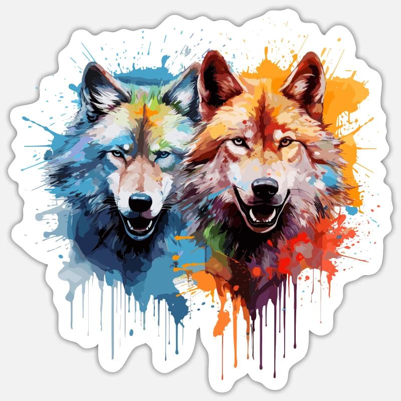 Two Wolves - Sticker size S (10 x 10 cm) - white matte