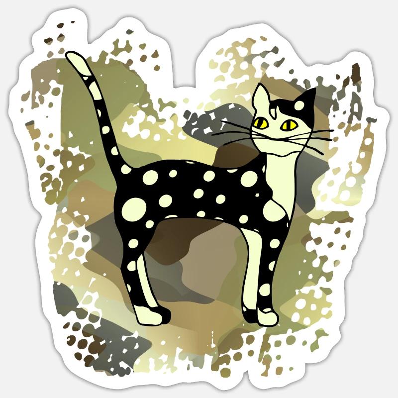 Chat - Sticker taille S (10 x 10 cm) - blanc mat