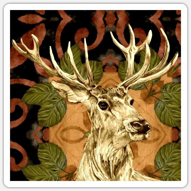 Cerf - Sticker taille S (10 x 10 cm) - blanc mat