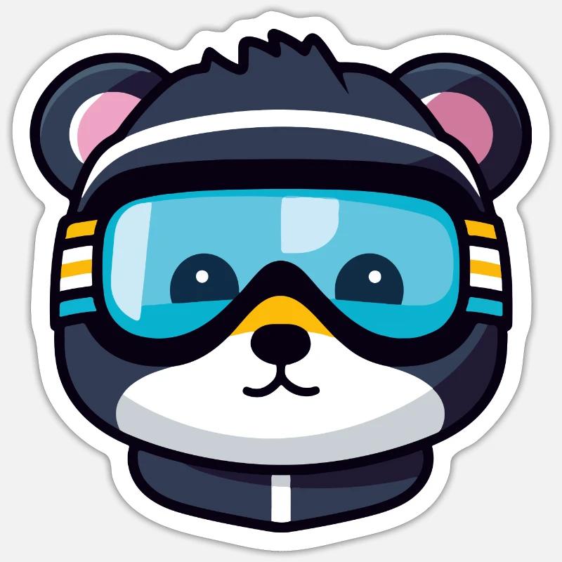 Ski Bear Comic - Sticker size S (10 x 10 cm) - white matte