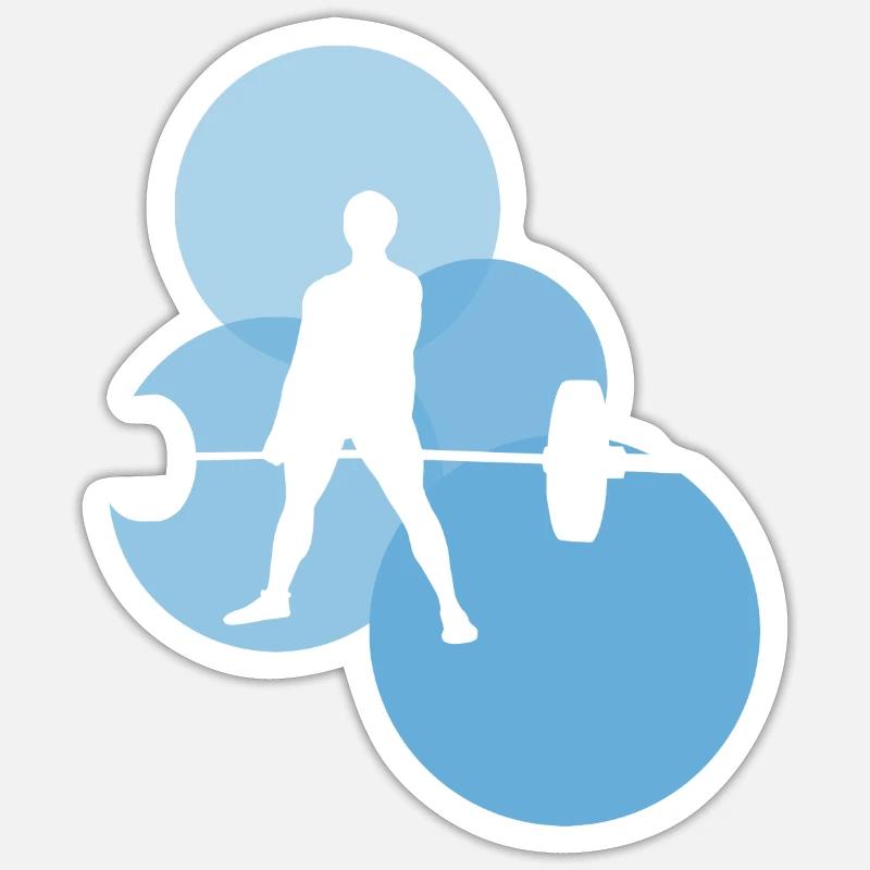 Bodybuilder Soulevé de terre - Sticker taille S (10 x 10 cm) - blanc mat