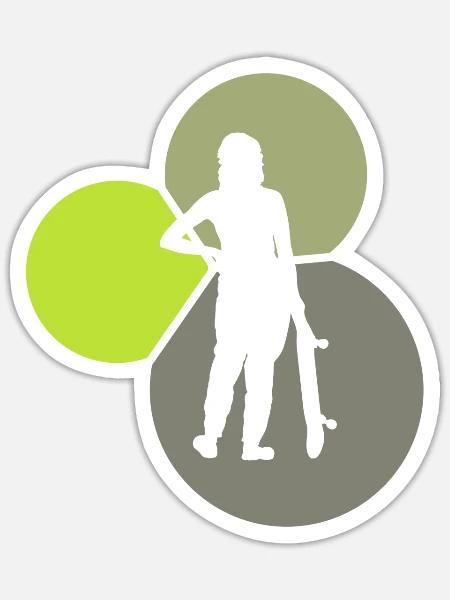 Skater Skate - Sticker Größe S (10 x 10 cm) - Mattweiß