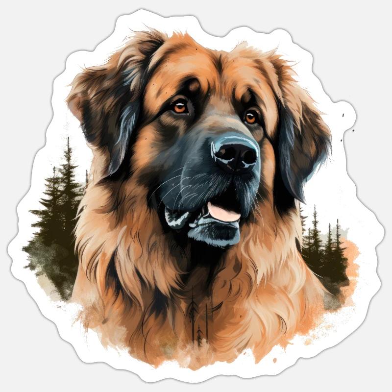 wunderschöner Leonberger Hundeportrait - Sticker Größe S (10 x 10 cm) - Mattweiß