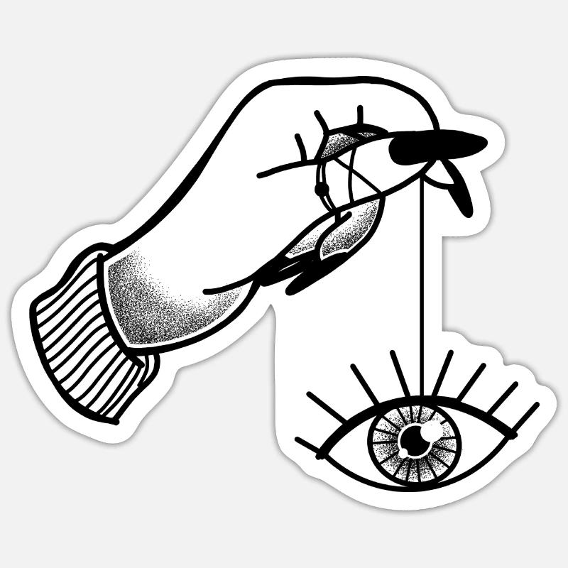 Tat style Witchcore Hand Holding Eye String - Sticker size S (10 x 10 cm) - white matte