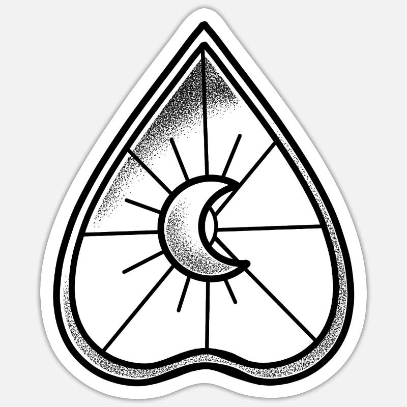 Witchcore Ouija board pointer with crescent moon - Sticker size S (10 x 10 cm) - white matte