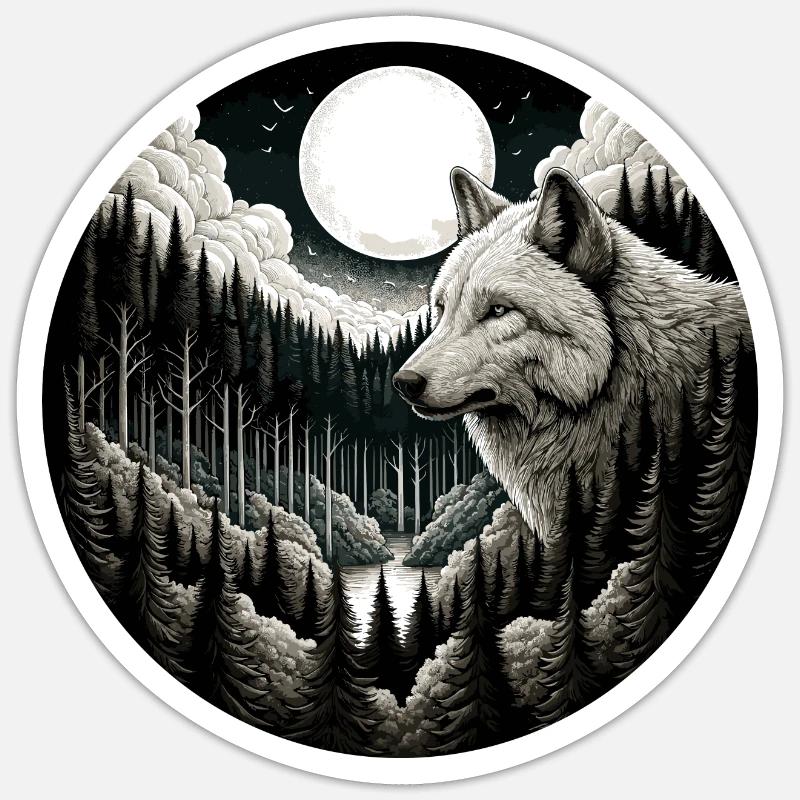 Wolf under the  Sticker size S (10 x 10 cm)