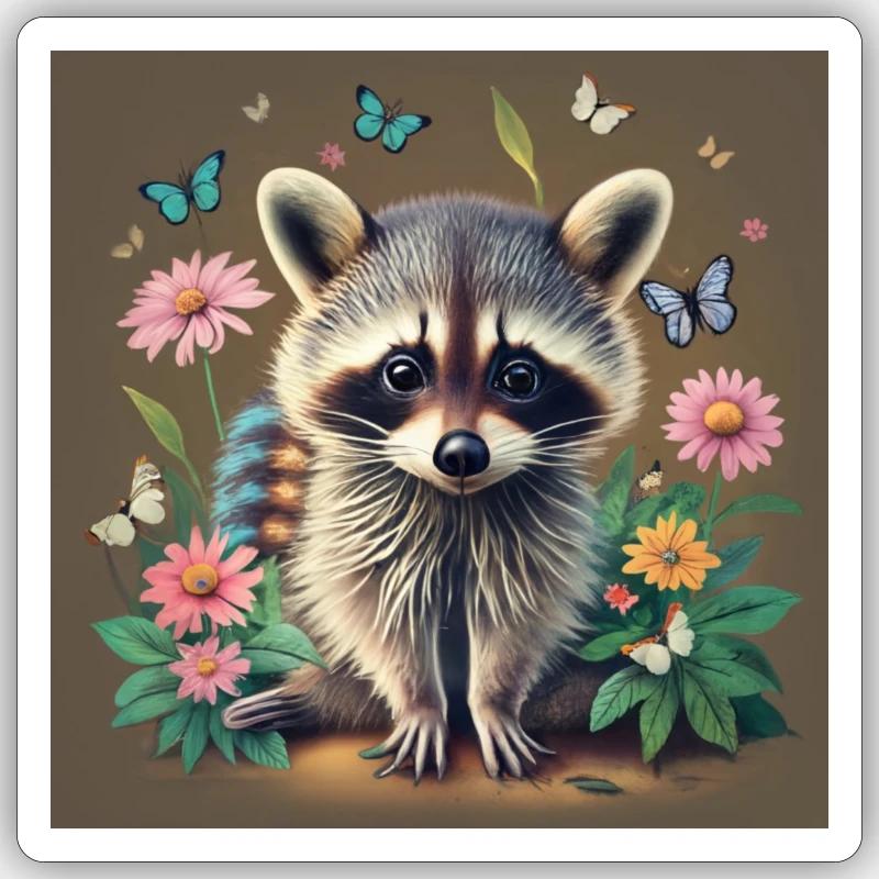 fox with flowers - Sticker size S (10 x 10 cm) - white matte