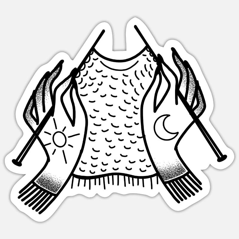 Witchcore tattoo Boho Knitting Hands Sticker size S (10 x 10 cm)