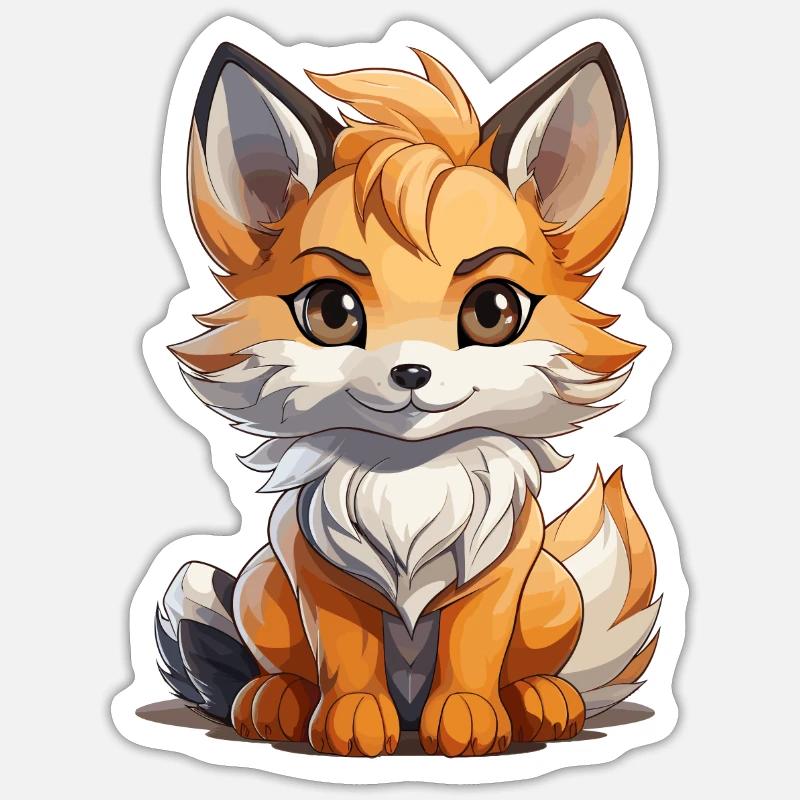 Fuchs - Kawaii Style - Sticker Größe S (10 x 10 cm) - Mattweiß