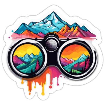 Binoculars / Observation / Observation / Adventure - Sticker size S (10 x 10 cm) - white matte - Front