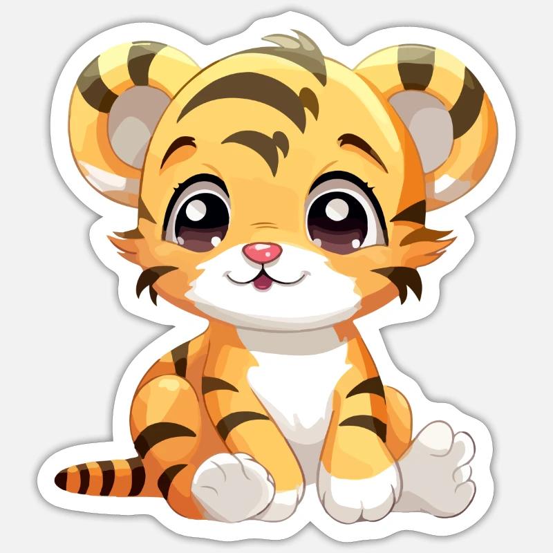 Ako das Tigerjunge - Sticker Größe S (10 x 10 cm) - Mattweiß