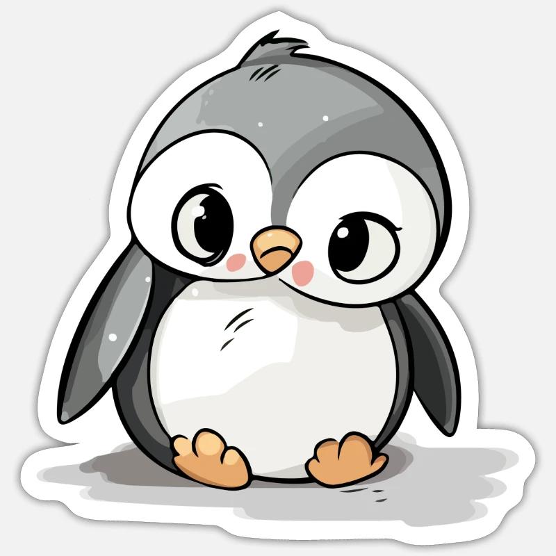 Bichou le petit pingouin - Sticker taille S (10 x 10 cm) - blanc mat