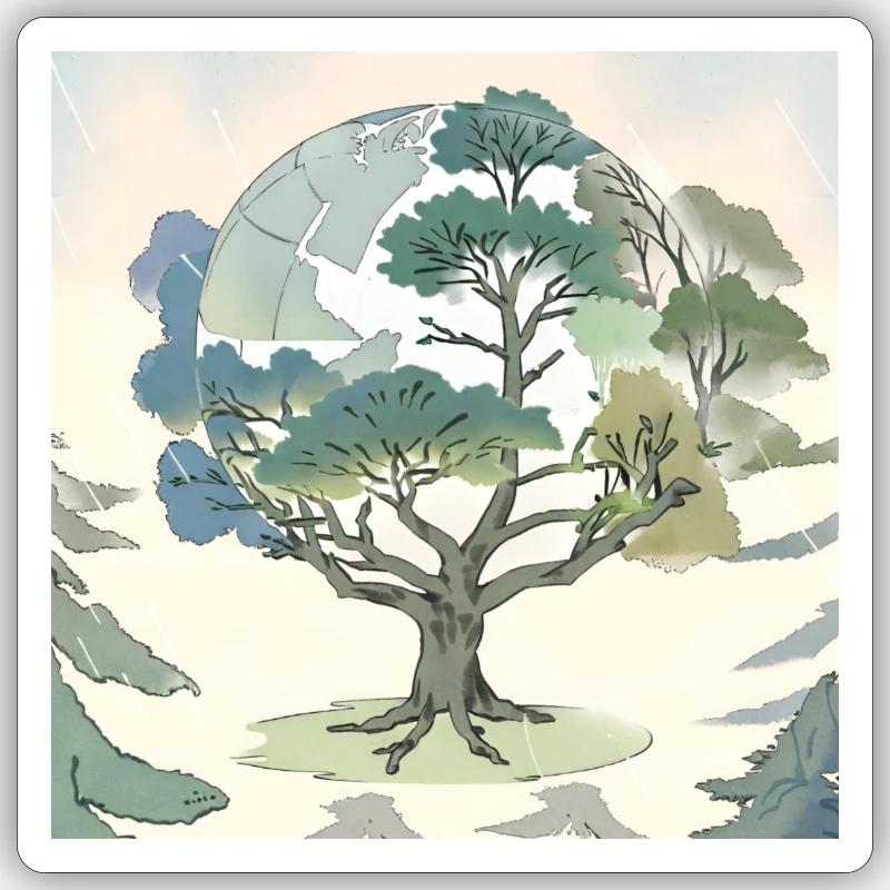 Mutter Erde: Der Baum der Ewigkeit - Sticker Größe S (10 x 10 cm) - Mattweiß