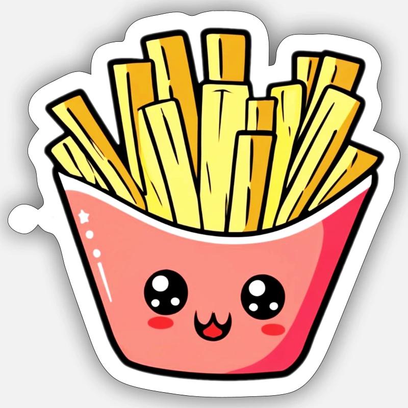 Frites - Sticker taille S (10 x 10 cm) - blanc mat