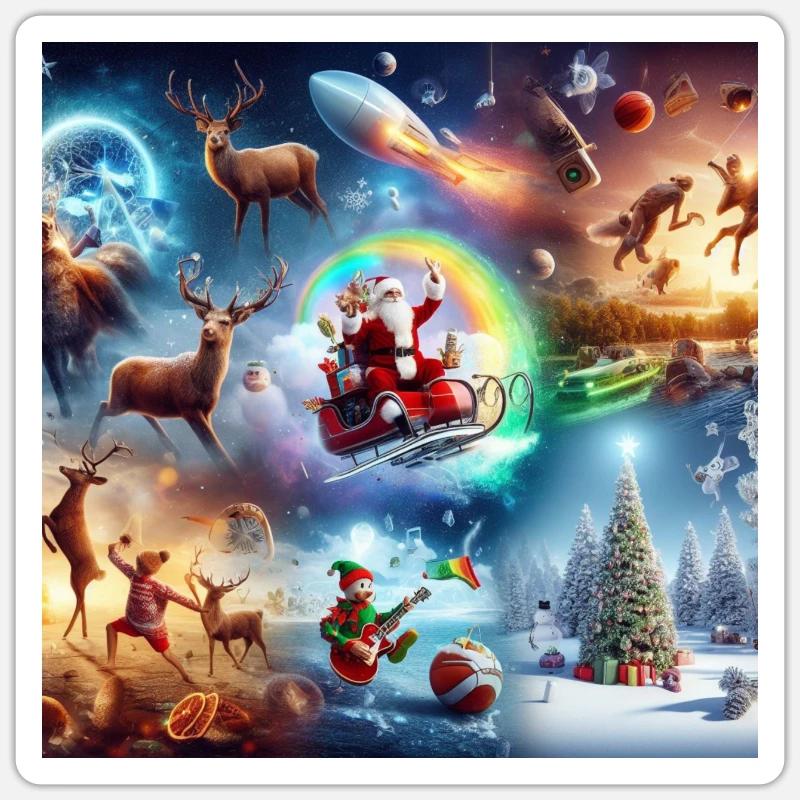 Weihnachtsmitternachtsmesse Geschenke Weihnachtsbaum Weihnachtsmann - Sticker Größe S (10 x 10 cm) - Mattweiß