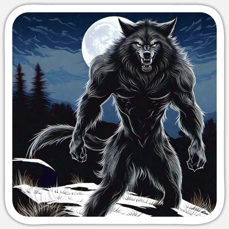Unheimlicher Werwolf - Sticker Größe S (10 x 10 cm) - Mattweiß