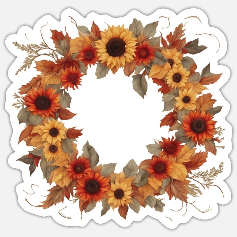 Herbstkranz - Sticker Größe S (10 x 10 cm) - Mattweiß