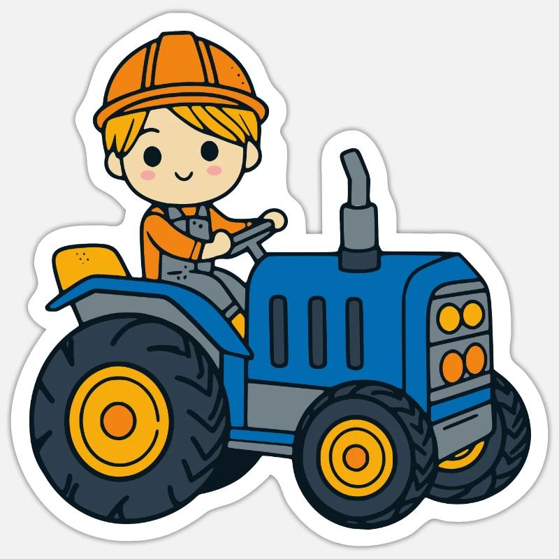 Trattore Bambini Giovani - Sticker formato S (10 x 10 cm) - bianco opaco