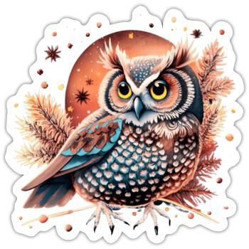 hibou_ niedliche Eule - Sticker Größe S (10 x 10 cm) - Mattweiß - Vorne
