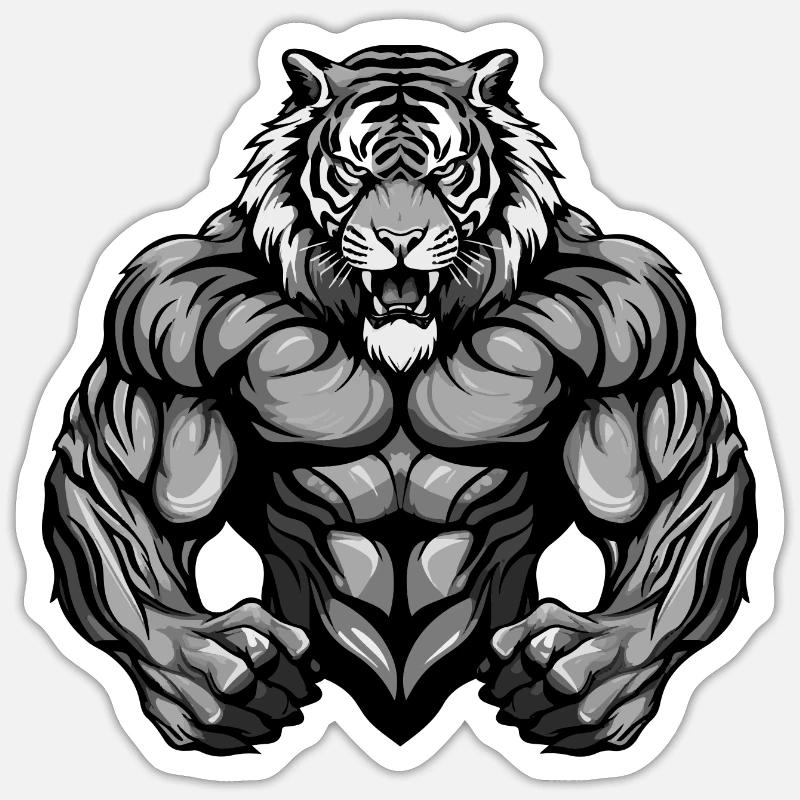 Musculation Tiger Muscles - Sticker taille S (10 x 10 cm) - blanc mat