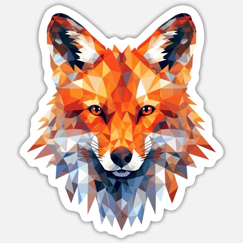 Fuchs Polygon Füchse Wald Polarfuchs Tier - Sticker Größe S (10 x 10 cm) - Mattweiß