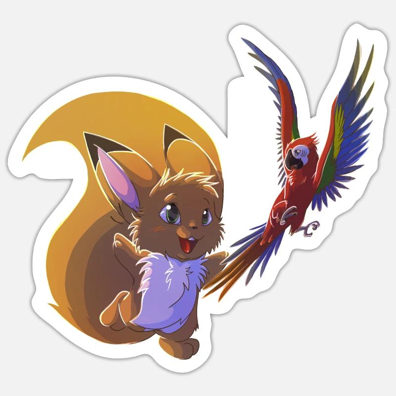 Nuts mit Ara - Sticker Größe S (10 x 10 cm) - Mattweiß