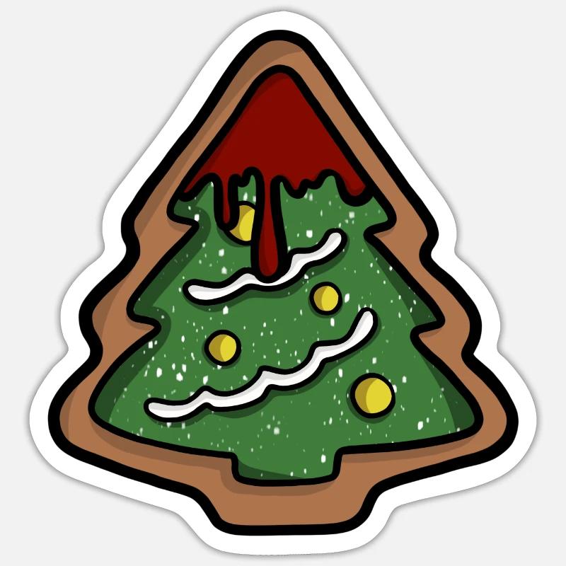 blutiges Weihnachtsbaum Plätzchen - Sticker Größe S (10 x 10 cm) - Mattweiß