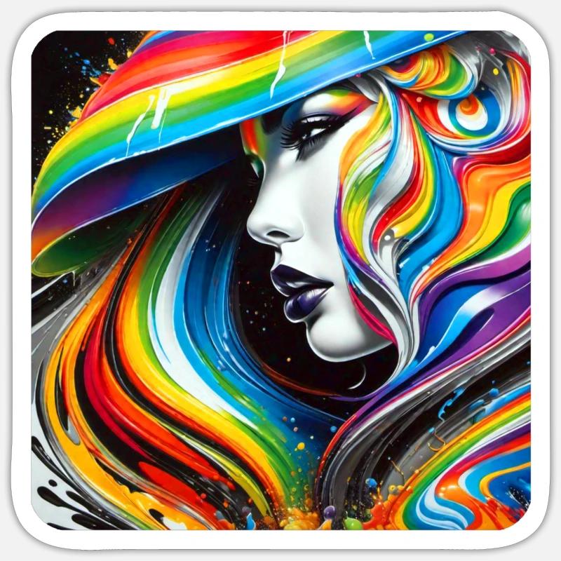 Frau im Graffiti Style Sticker Größe S (10 x 10 cm)