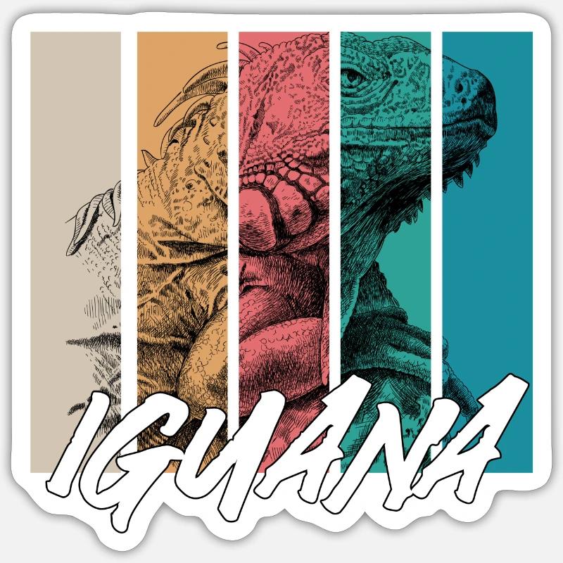 Iguane - Sticker taille S (10 x 10 cm) - blanc mat