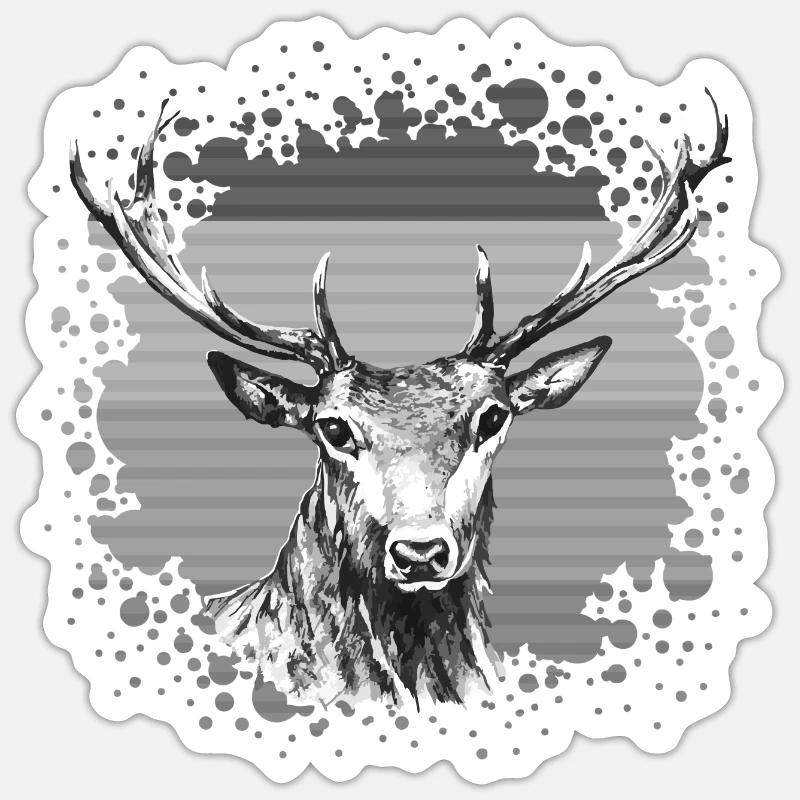 Hirsch - Sticker Größe S (10 x 10 cm) - Mattweiß